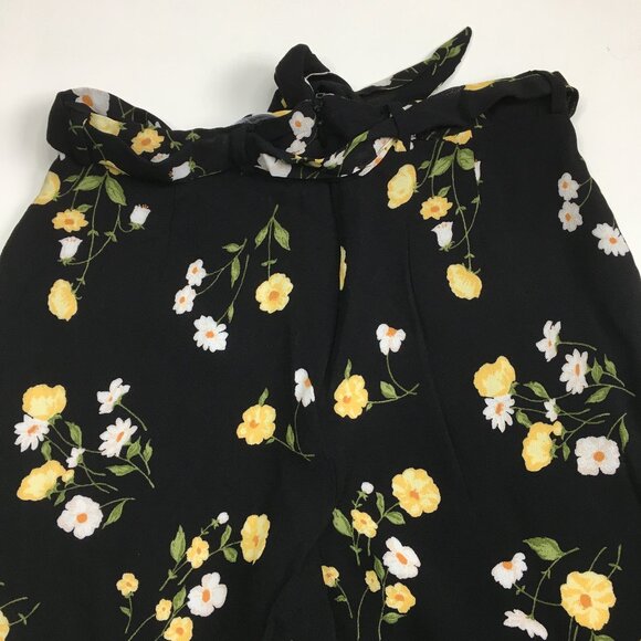 REFORMATION Piazza Black Floral Print Belted Wide Leg Palazzo Culotte Pant - Picture 11 of 13